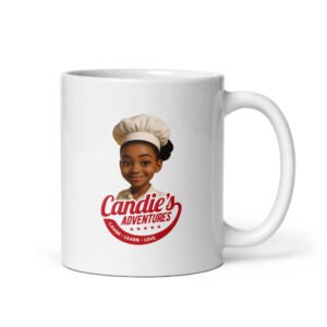 Candie's Adventure White glossy mug